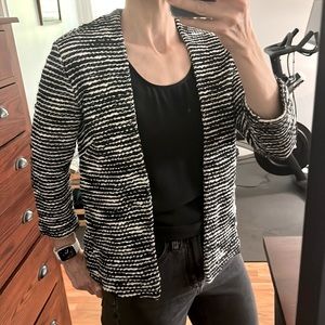 textured stripe knit blazer